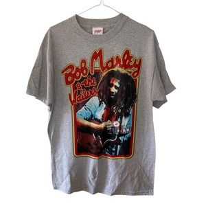 Bob Marley & The Wailers T Shirt Grey Short Sleeve Crew Reggae Jamaica Rasta